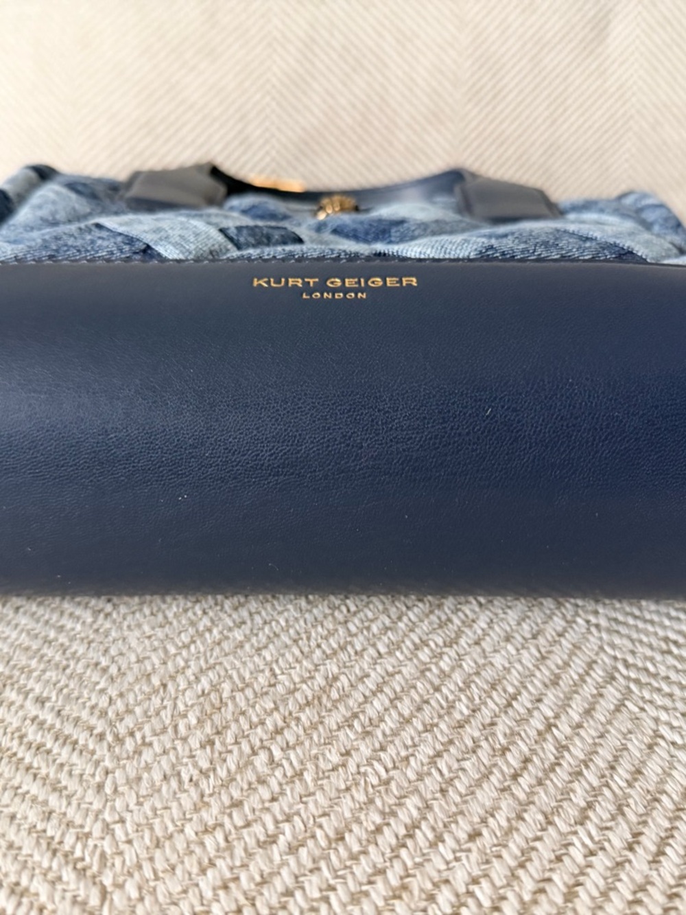 Kurt Geiger Blue Woven Denim Mini Satchel - Picture 7 of 7